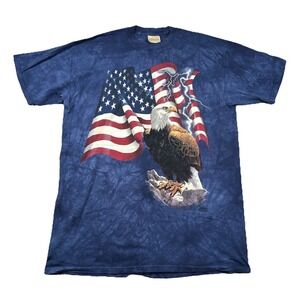 Vintage The Mountain Shirt Men 2xl Leather Tag Eagle American Flag Patriotic Y2K